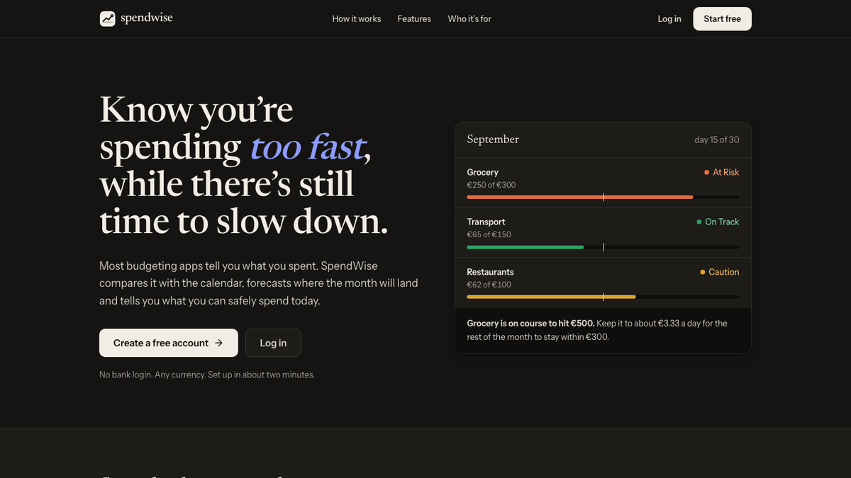 SpendWise — landing page
